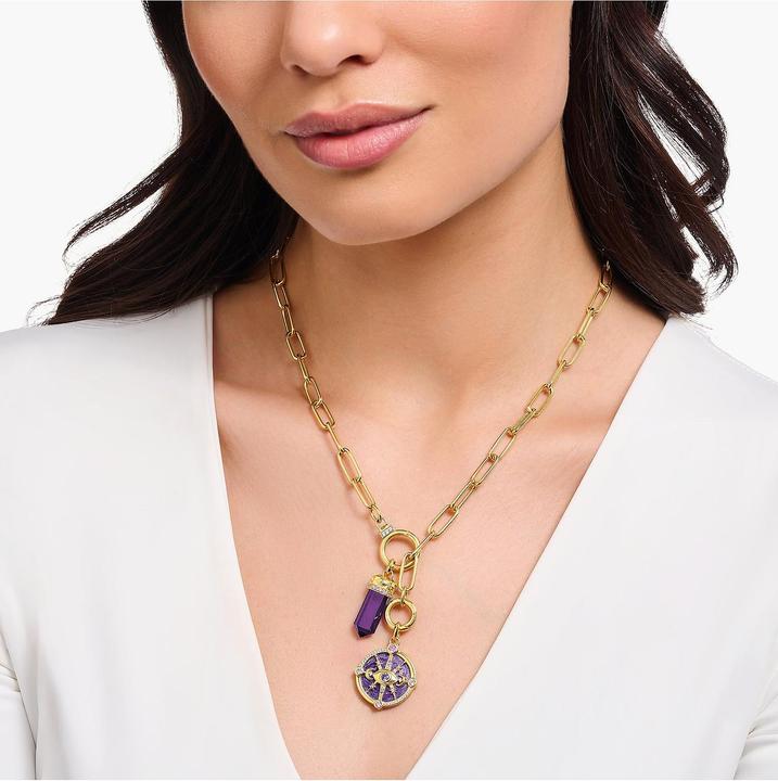 Actual product image Thomas Sabo Pendant eye with cosmic details and coloured stones silver gold plated (Enamel, 925 silver)