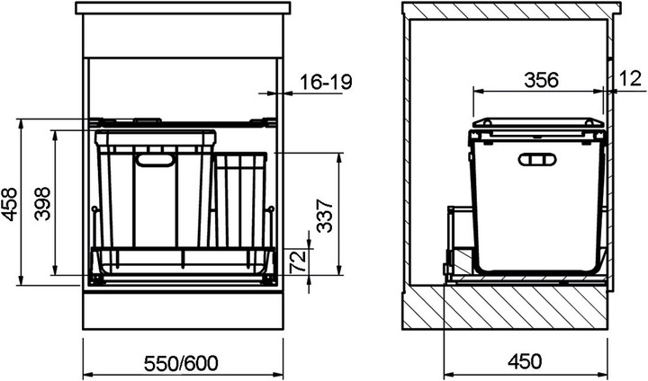Actual product image Franke Sweepingsystem -Sorter Series 350 Varia for BLUM / GRASS / HETTIC (40 l)