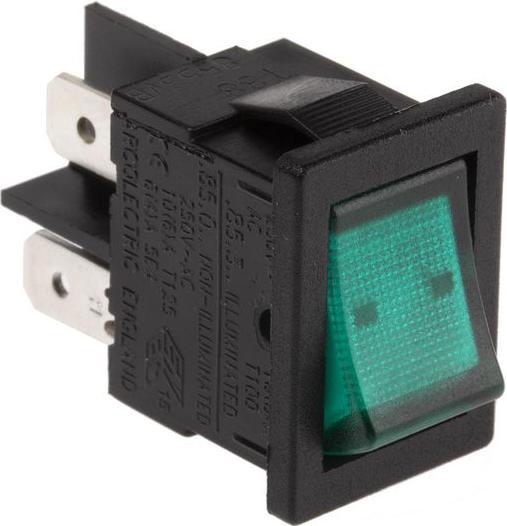 Produktbild Arcolectric Wippschalter 2-polig E-A 19x13mm bel gn