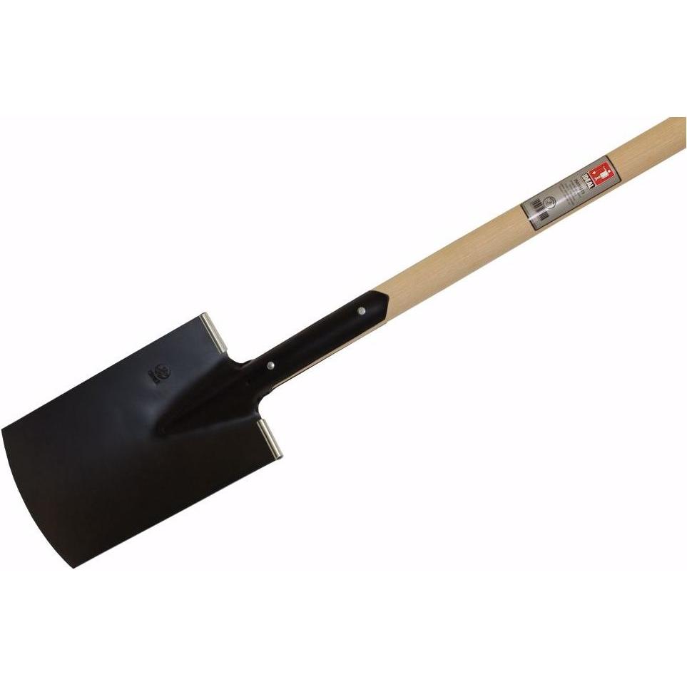 Idealspaten, Spaten + Schaufel, PIONIER-Bauspaten Gärtner Form schwarz pulverbeschichtet mit Tritt Eschen-T-Stiel 85 cm