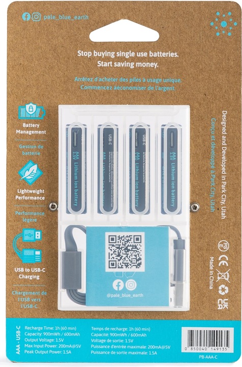 Productafbeelding Pale Blue AAA USB-C (4 Pcs., AAA, 600 mAh)