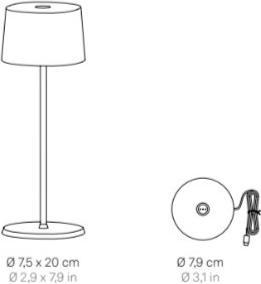 Produktbild Zafferano Olivia Mikro Lampe Akku Aufladbar mit Touchsteuerung