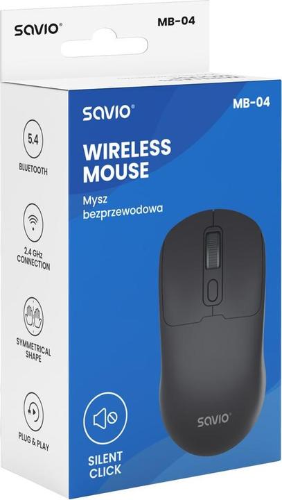 Produktbild Savio MB-04 Maus Universal Beidhändig Bluetooth IR LED 1600 DPI (Kabellos)