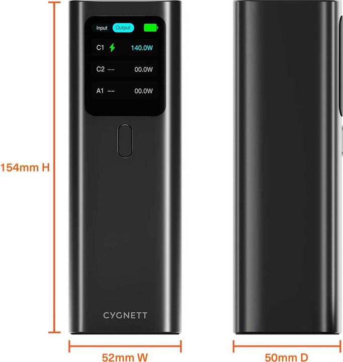 Actual product image Cygnett HighPWR 27K Laptop Powerbank Black (with Case) (27000 mAh, 148 W, 74 Wh)