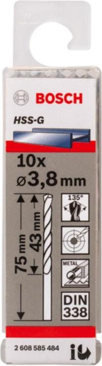 Actual product image Bosch Professional Zubehör PRO Metal HSS-G twist drill, 3.8 x 43 x 75 mm (3.8 mm)