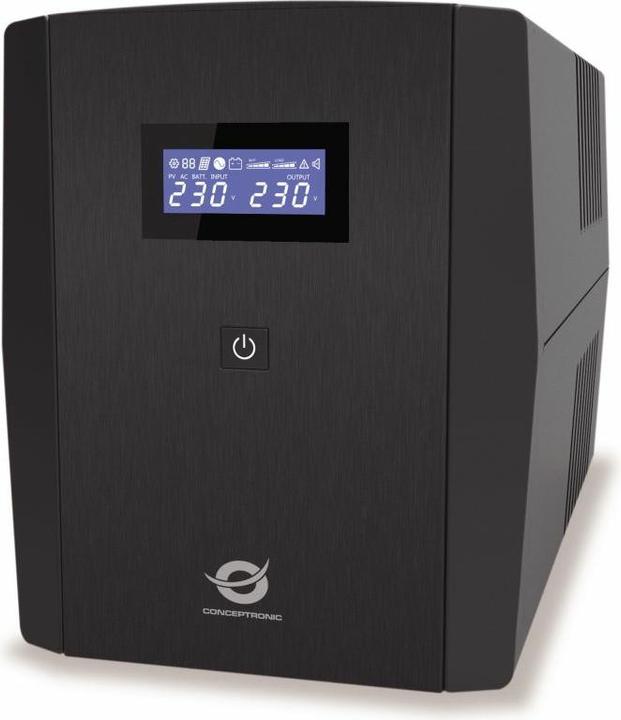 Actual product image Conceptronic ZEUS UPS 1500VA 900W Schuko UPS Start/LAN bw (1500 VA, 900 W, Line-interactive UPS)