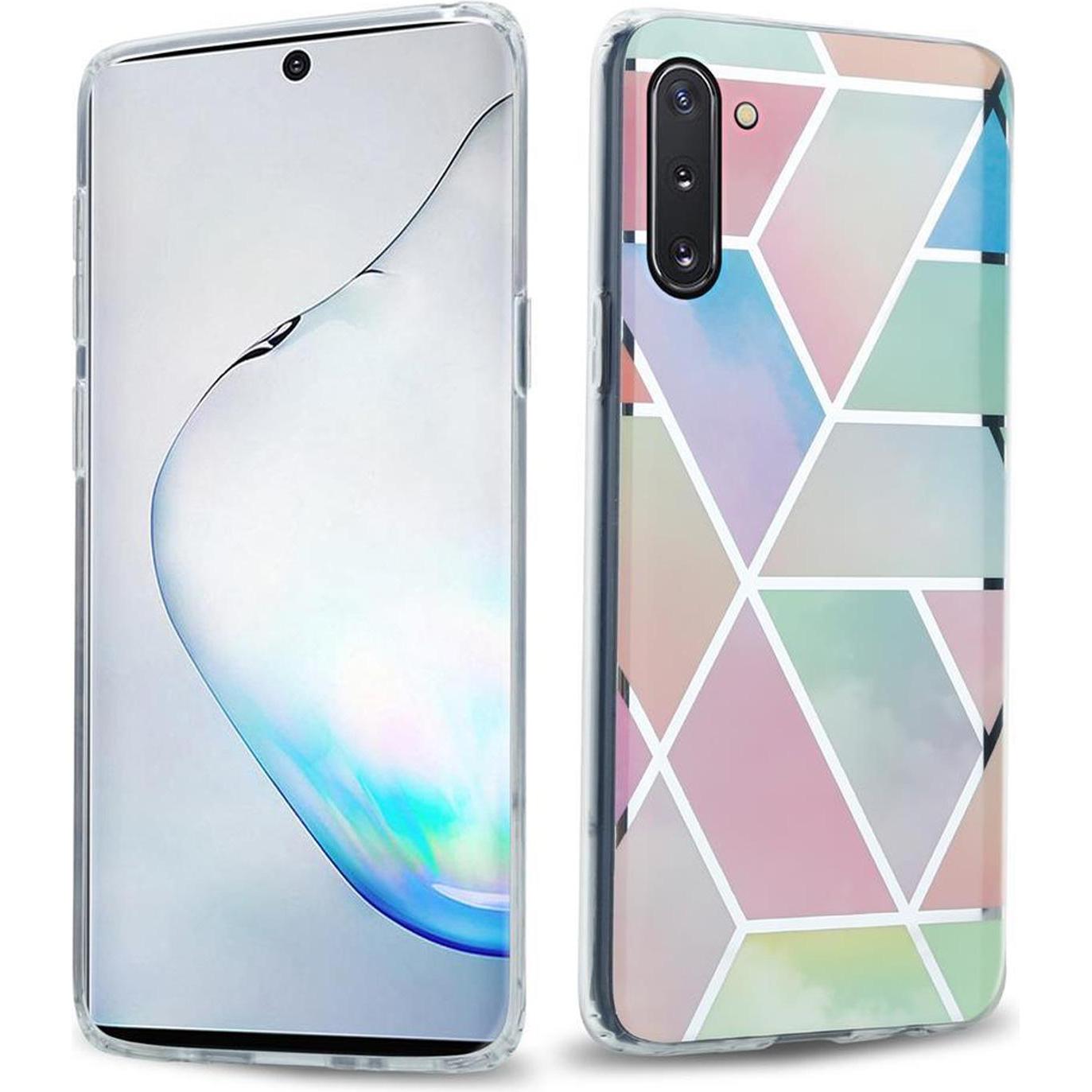 Cadorabo IMD TPU Bunter Marmor Cover (Samsung Galaxy Note 10), Smartphone Hülle, Rosa