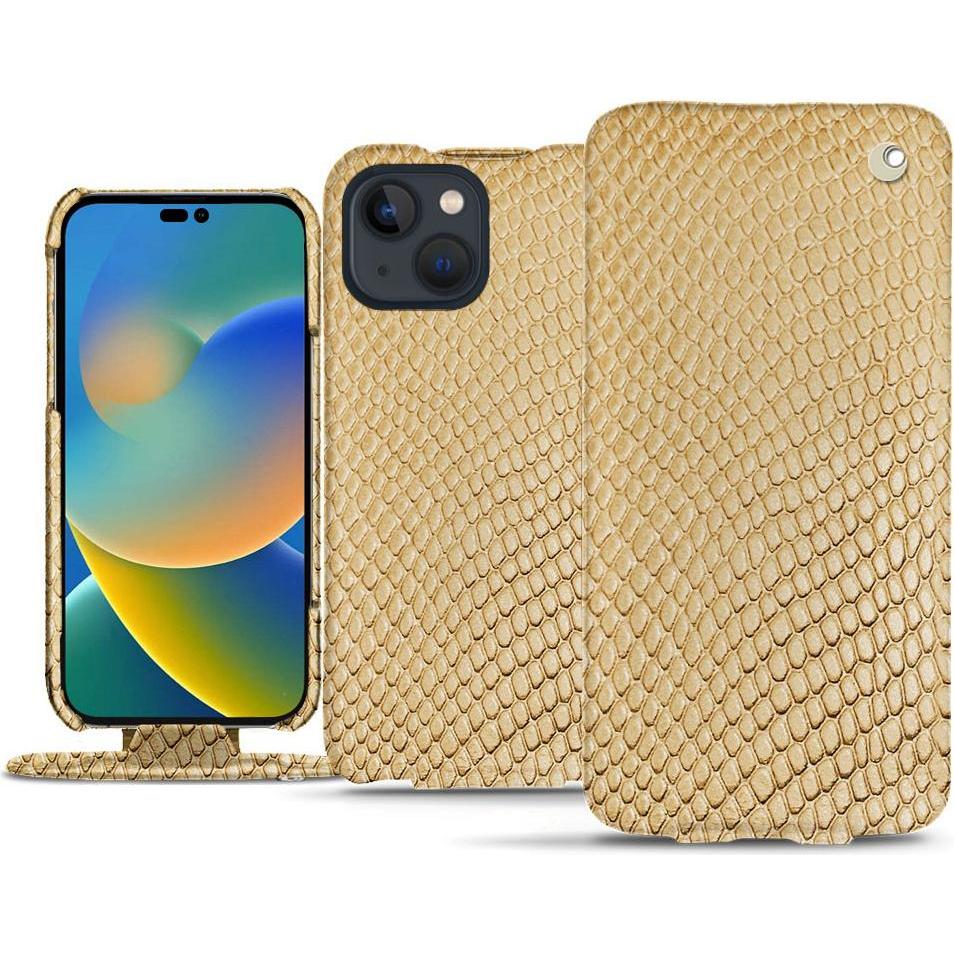 Noreve Lederschutzhülle vertikal (Apple iPhone 14), Smartphone Hülle, Beige