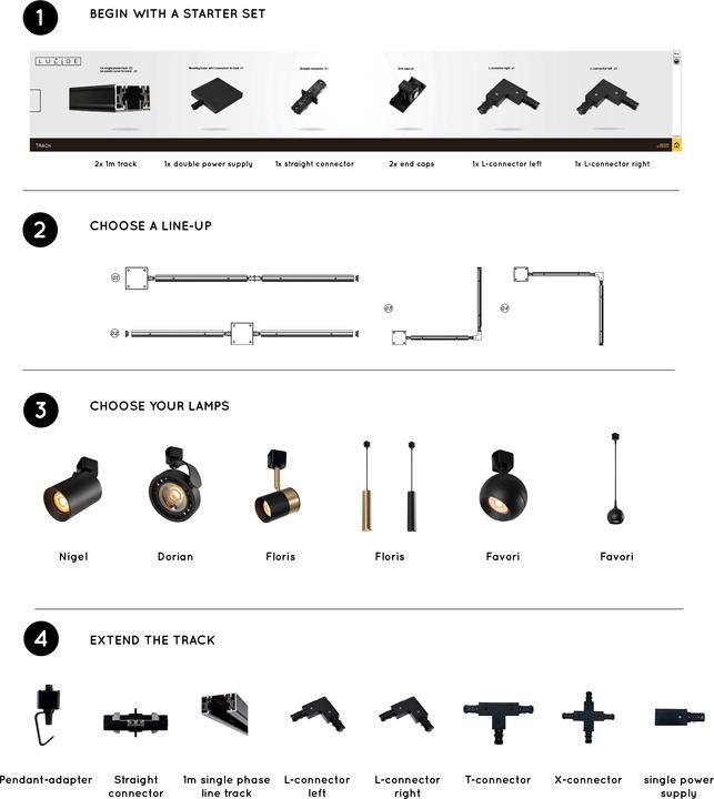 Image du produit Lucide TRACK FAVORI suspension - Système de rail - 1xGU10 - Noir 09956/01/30 (GU10)