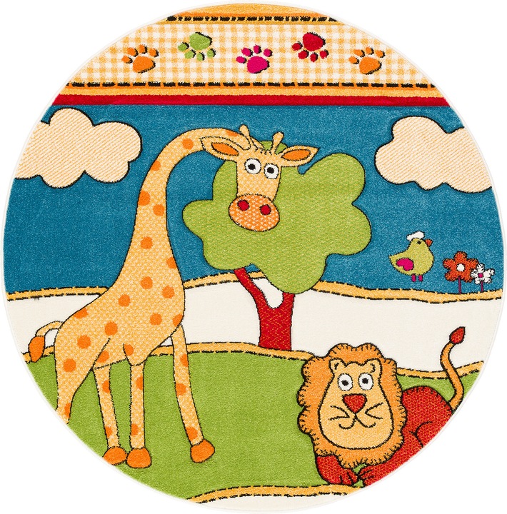 Produktbild Pergamon Kinder Teppich Savona Kids Lustige Zoowelt Rund (200 x 200 cm)
