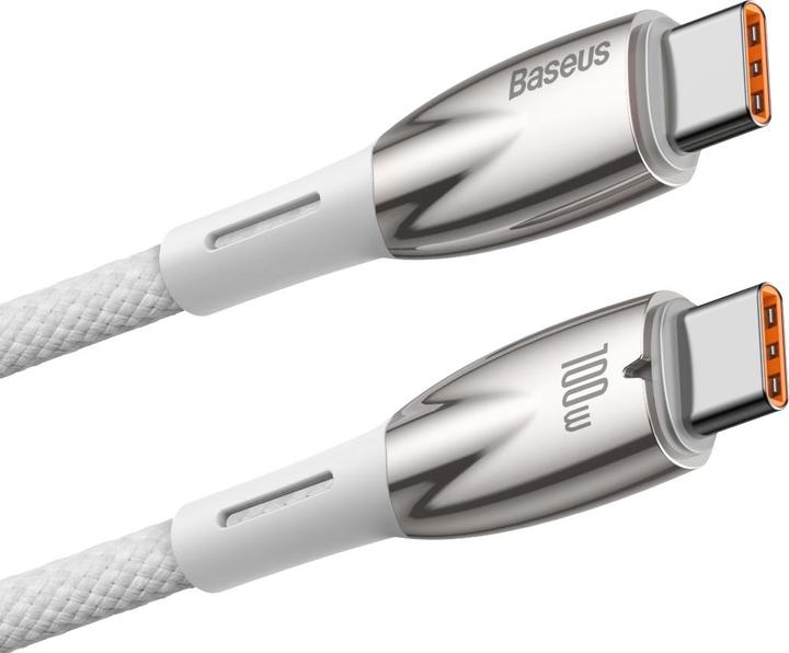 Produktbild Baseus USB-C cable for USB-C Glimmer Series, 100W, 1m (White) (1 m, USB 3.2 Gen 1, 100 W)
