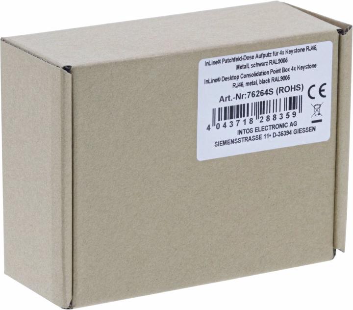 Produktbild InLine Patchfeld-Dose Aufputz für 4x Keystone RJ45 (Keystone Modulhalter)