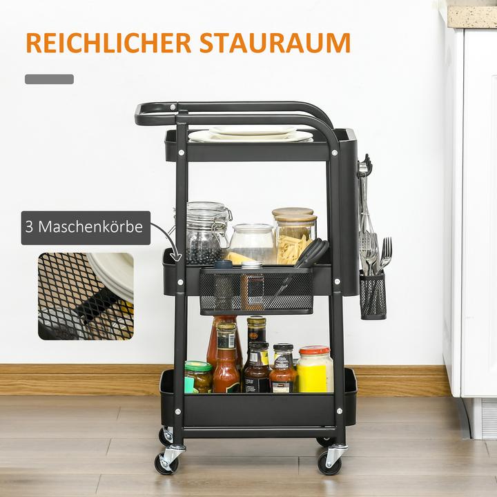 Image du produit Homcom Servierwagen Stahl, Kunststoff Schwarz
