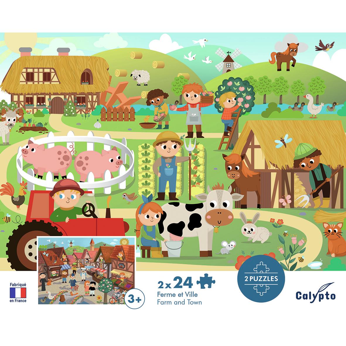 Thumbnail - Calypto Bauernhof & Stadt 2x24 Teile Puzzle (48 Teile)