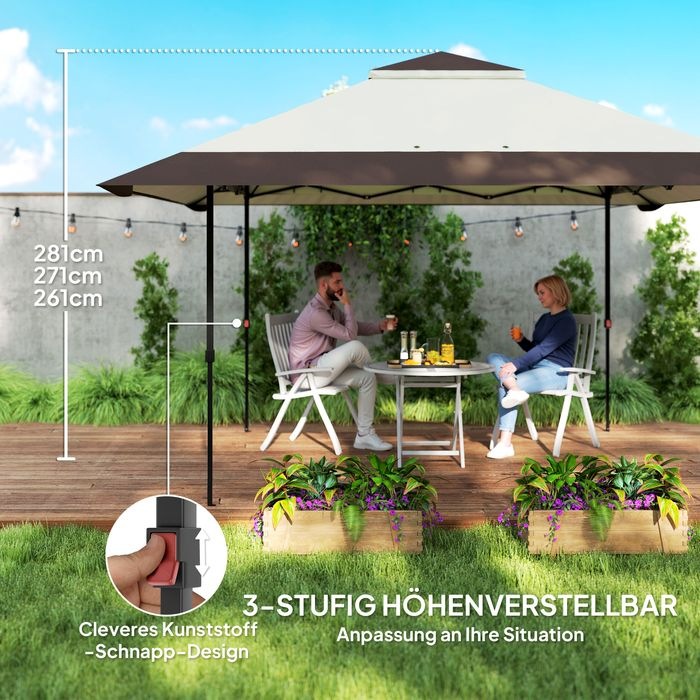 Actual product image Swisshandel24 Faltpavillon 4x4m Wasserdicht Höhenverstellbar, Beige (400 cm, 400 cm)