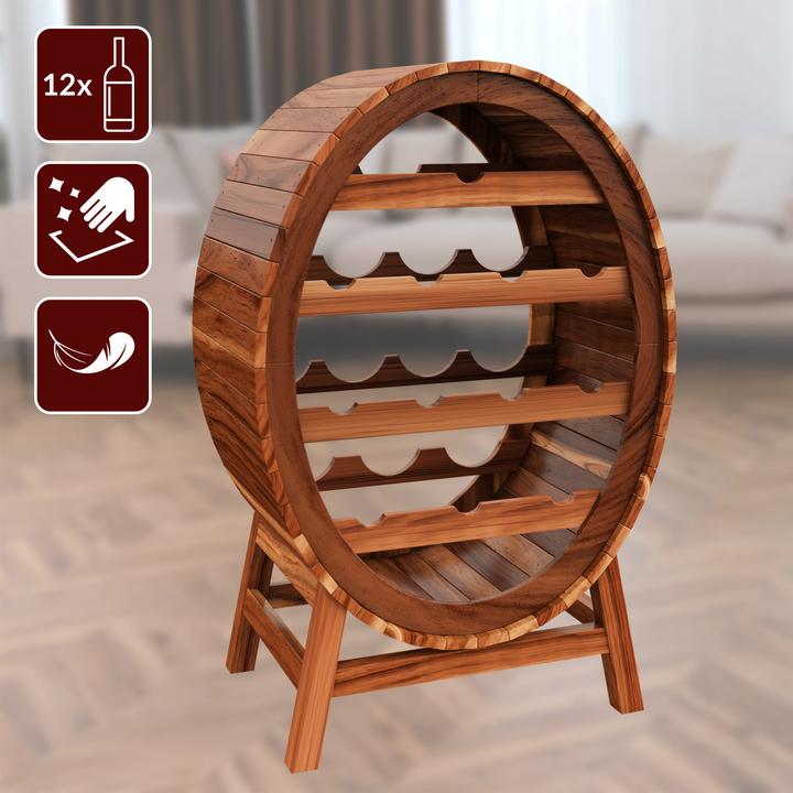 Produktbild Casaria Weinregal Holz (90 x 50 x 30 cm, 12 Fl.)