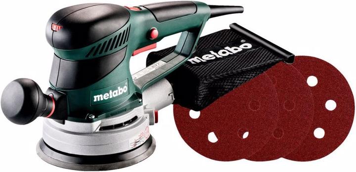 Textil-Staubbeutel, Sechskantschlüssel, Schleifteller mit Kletthaftung, abnehmbarer Zusatzhandgriff, Exzenterschleifer SXE 450 TURBOTEC SET, 25 Haftschleifblätter