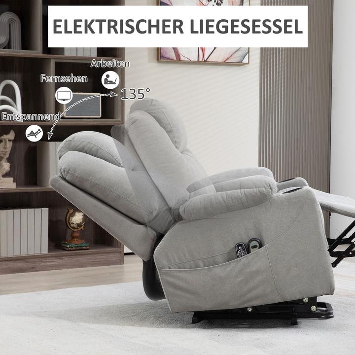Image du produit Homcom Elektrischer Aufstehsessel Polyester, Metall Hellgrau
