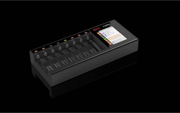 Actual product image Isdt N8 Round Cell Charger NiMH, NiCd, NiZn, LiIon, LiHV, LiFePO Mignon (AA), Micro (AAA), 14500 (1 pcs., 10440, 14500, AA, AAA, Battery + charger)