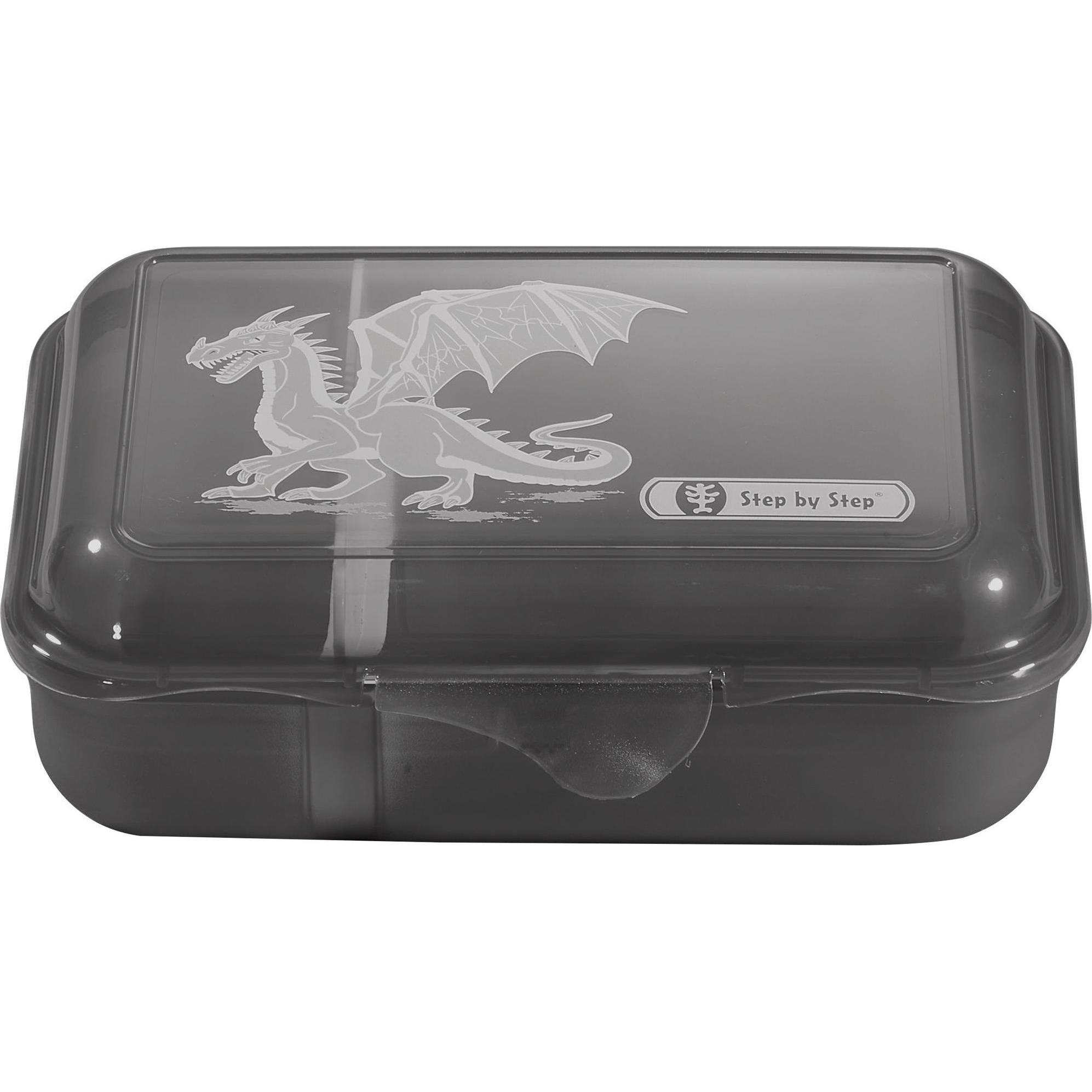 Step by Step Brotzeitbox mit Klickverschluss, spülmaschinengeeignet, Lunchbox, Schwarz