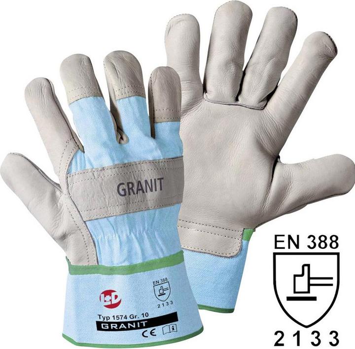 Actual product image kaiserkraft Cow grain leather gloves GRANIT (9)