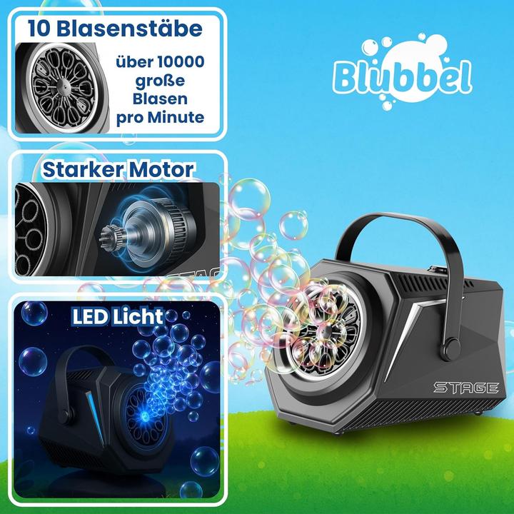 Immagine prodotto Blubbel LED Seifenblasenmaschine mit 1L Flüssigkeit (Macchina bolla)