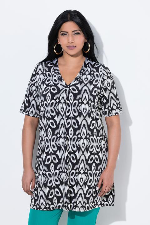 Actual product image Ulla Popken Slinky-Longshirt, florales Design, V-Ausschnitt, Halbarm (50, 52)