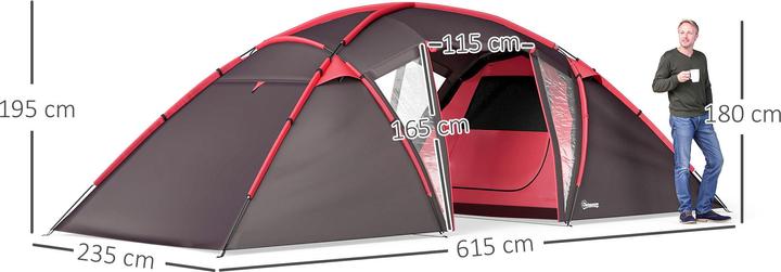 Produktbild Outsunny Campingzelt Polyester, Kunststoff Grau (Tunnelzelt, 6 Personen)