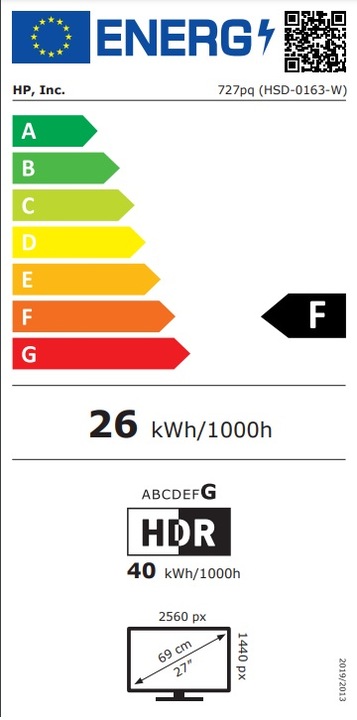 Energie-Label HP Series 7 Pro (2560 x 1440 Pixel, 27")