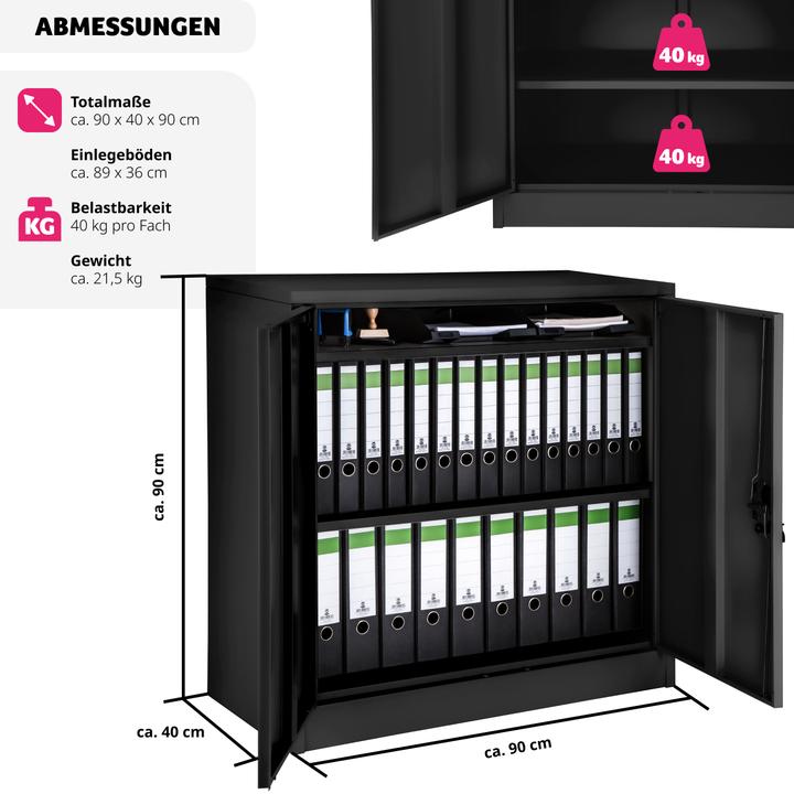 Image du produit tectake Armoire de classement (90 x 40 x 90 cm)