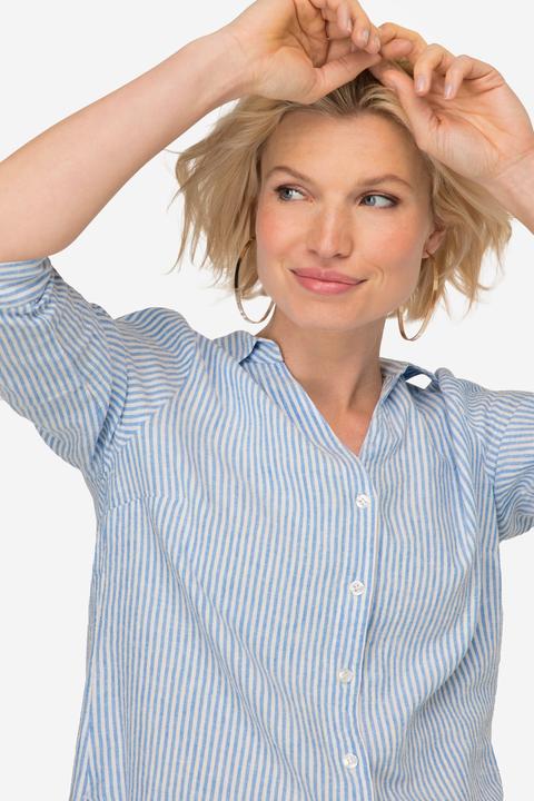 Immagine prodotto Laurasøn Bluse, Leinenmix, Streifen, Hemdkragen, 3/4-Ärmel (L)