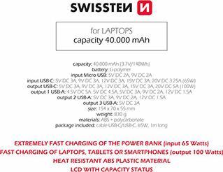 Immagine prodotto Swissten Power Line (40000 mAh, 100 W, 148 Wh)