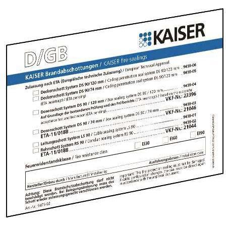Kaiser, Abzweigdose, Schott-Kennzeichnungsschild 9473-91