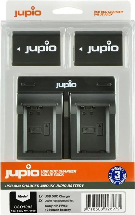 Produktbild Jupio Dual Ladegerät für Sony NP-FW50 + 2x Akkus