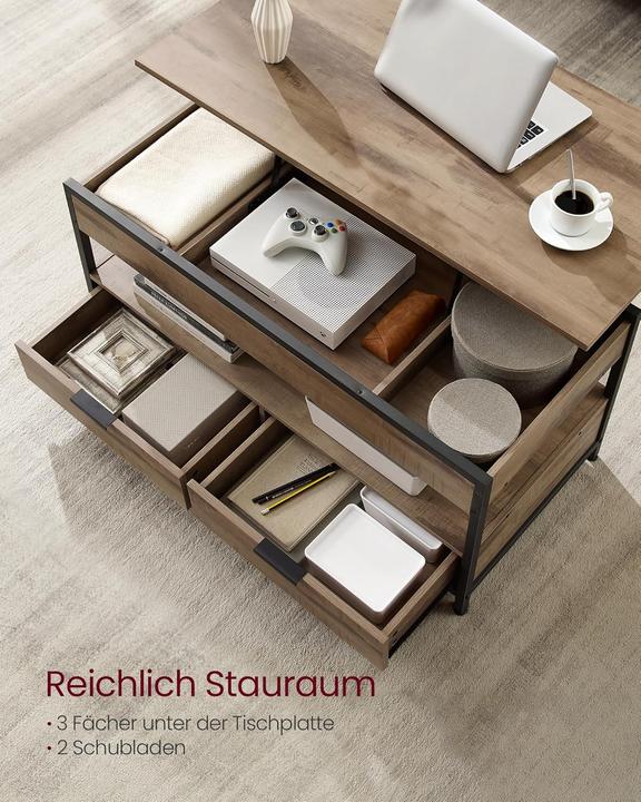 Image du produit Vasagle Table basse réglable en hauteur (100 x 50 x 48 cm)