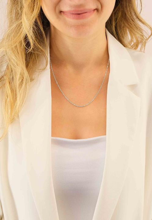 Immagine prodotto Muau Collana Singapore in oro bianco 375, 1,5 mm, 45 cm (Oro bianco 375/9 carati, 45 cm)