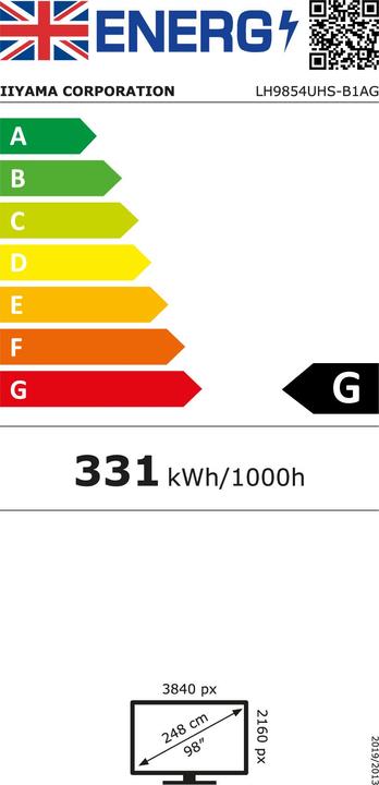 Energie-Label iiyama ProLite LH9854UHS-B1AG (3840 x 2160 Pixel, 97.50")