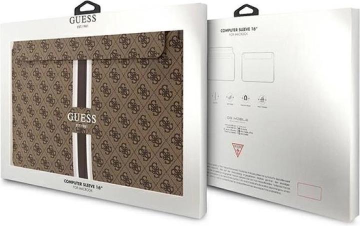 Produktbild Guess PU 4G-Computerhülle mit bedruckten Streifen, 16 Zoll, Braun (16")