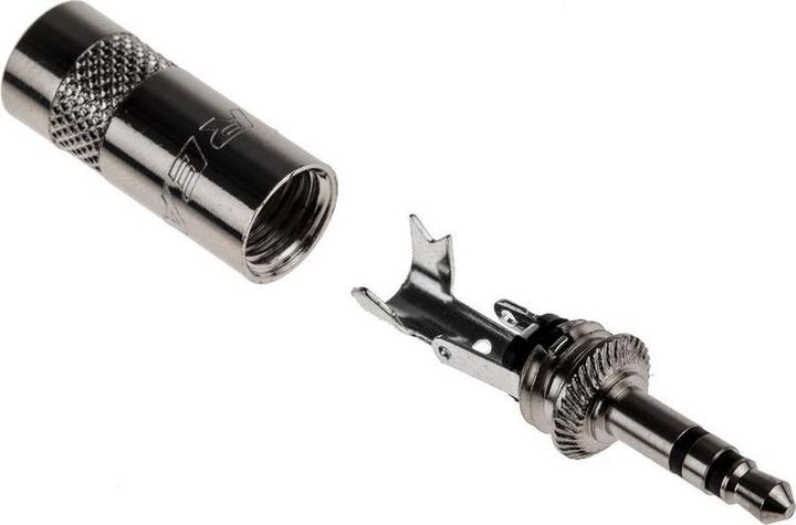 Actual product image RS PRO Jack plug 3.5 mm straight, 3-pin stereo, solder connection Cable assembly