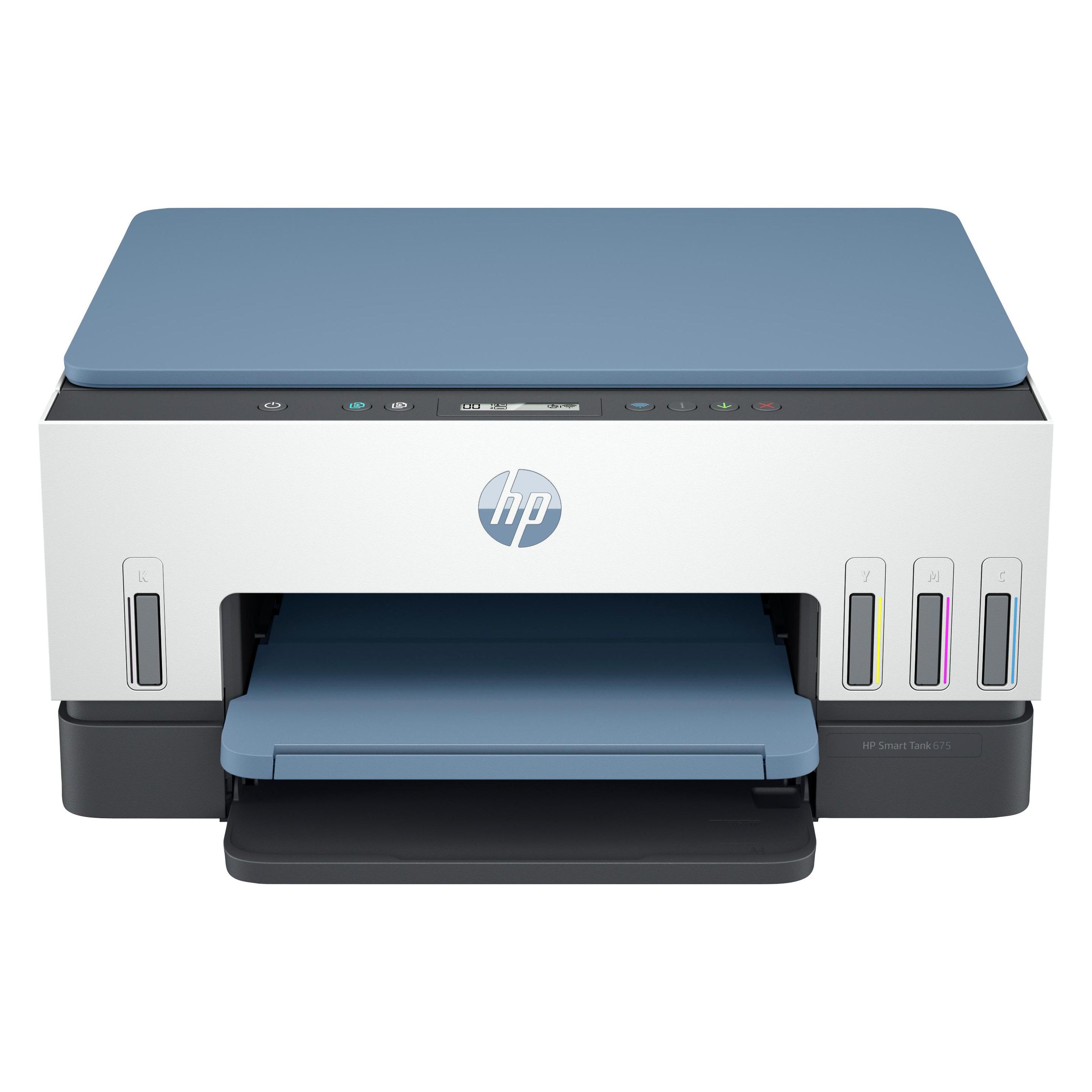 HP Smart Tank 675 Thermal Inkjet DPI pro Minute WLAN (Tintentank, Farbe), Drucker, Blau, Schwarz, Ge