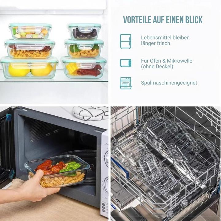 Actual product image Hermex 8er Set Glas-Frischhaltedosen Vorratsdosen mit Deckel Meal-Prep-Boxen