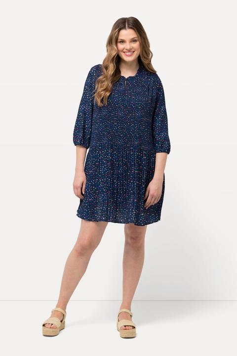 Actual product image Ulla Popken Speckled 3/4 Sleeve Pleated Mini Dress (46, 48)
