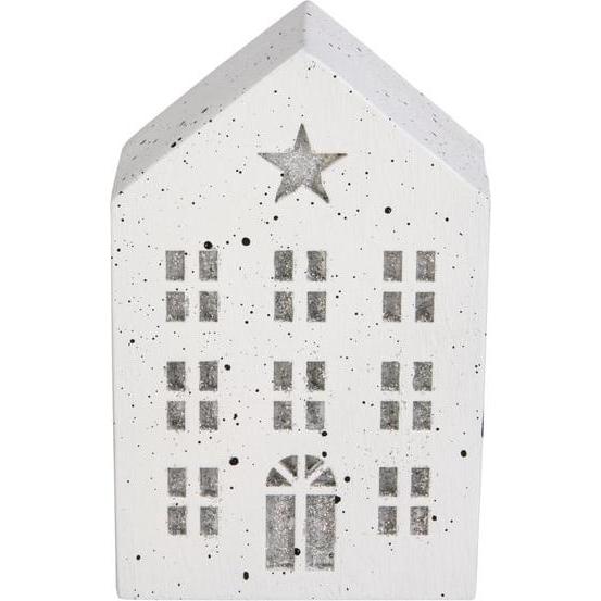 MICA Living, Windlicht, Windlicht Haus - weiss/silber - ca. 9 x 5 x 14 cm