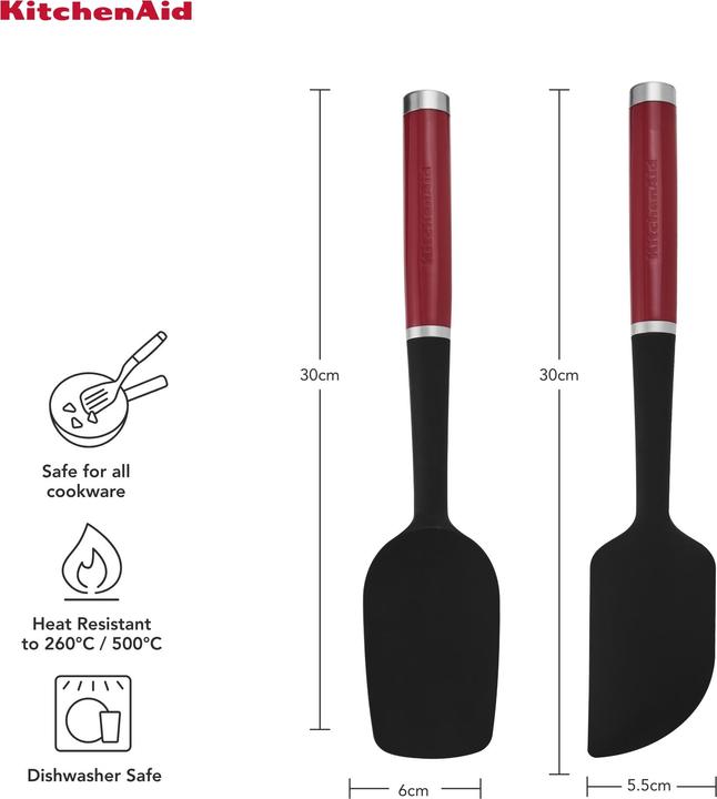 Productafbeelding KitchenAid 2-delige set siliconen spatels - Empire Rood