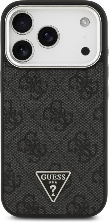 Produktbild Guess Case Magsafe 4G PU Leather Case With Triangle Logo And Silver Metal Camera Frame For iPhone 17 (Apple iPhone 17 Pro)