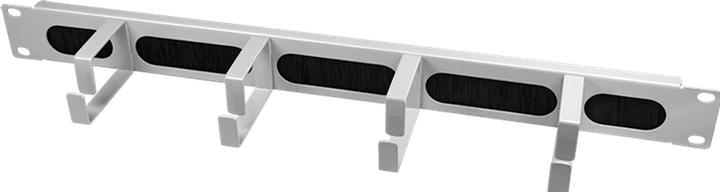 Actual product image LogiLink 19" cable management panel with 4 steel brackets and brush strip, light grey