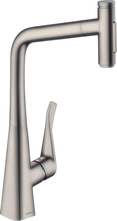 Image du produit hansgrohe HG 2-L Mitigeur monocommandé pour évier METRIS Douchette extractible Finition inox