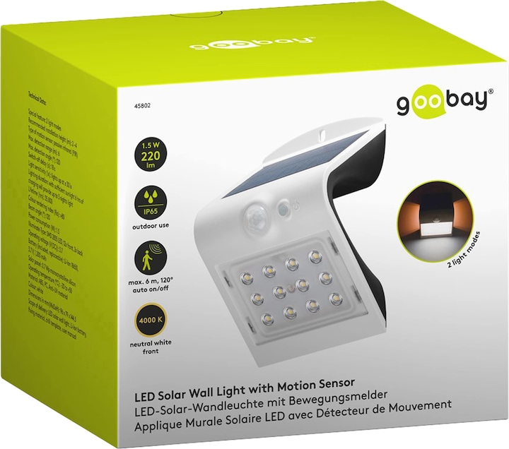 Image du produit Goobay Applique murale solaire à LED (220 lm, IP65)