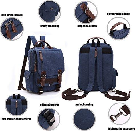 Produktbild Only-Bags.Store Vintage Rucksack Rucksack Leinwand Tasche Bote Tasche für Arbeit und Schule