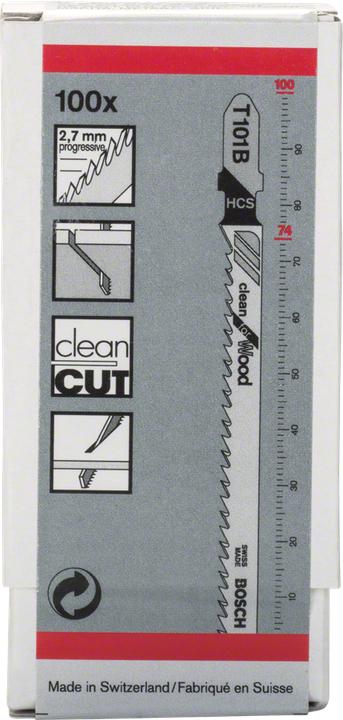 Produktbild Bosch Professional Zubehör Stichsägeblatt T 101 B Clean for Wood, 100er-Pack